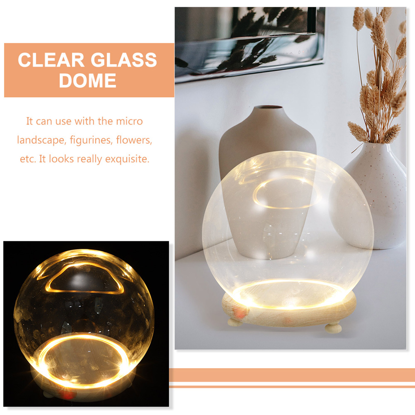 Szklana kopuła z drewnianą pod – Plastic Dome Clear recenzja i cena
